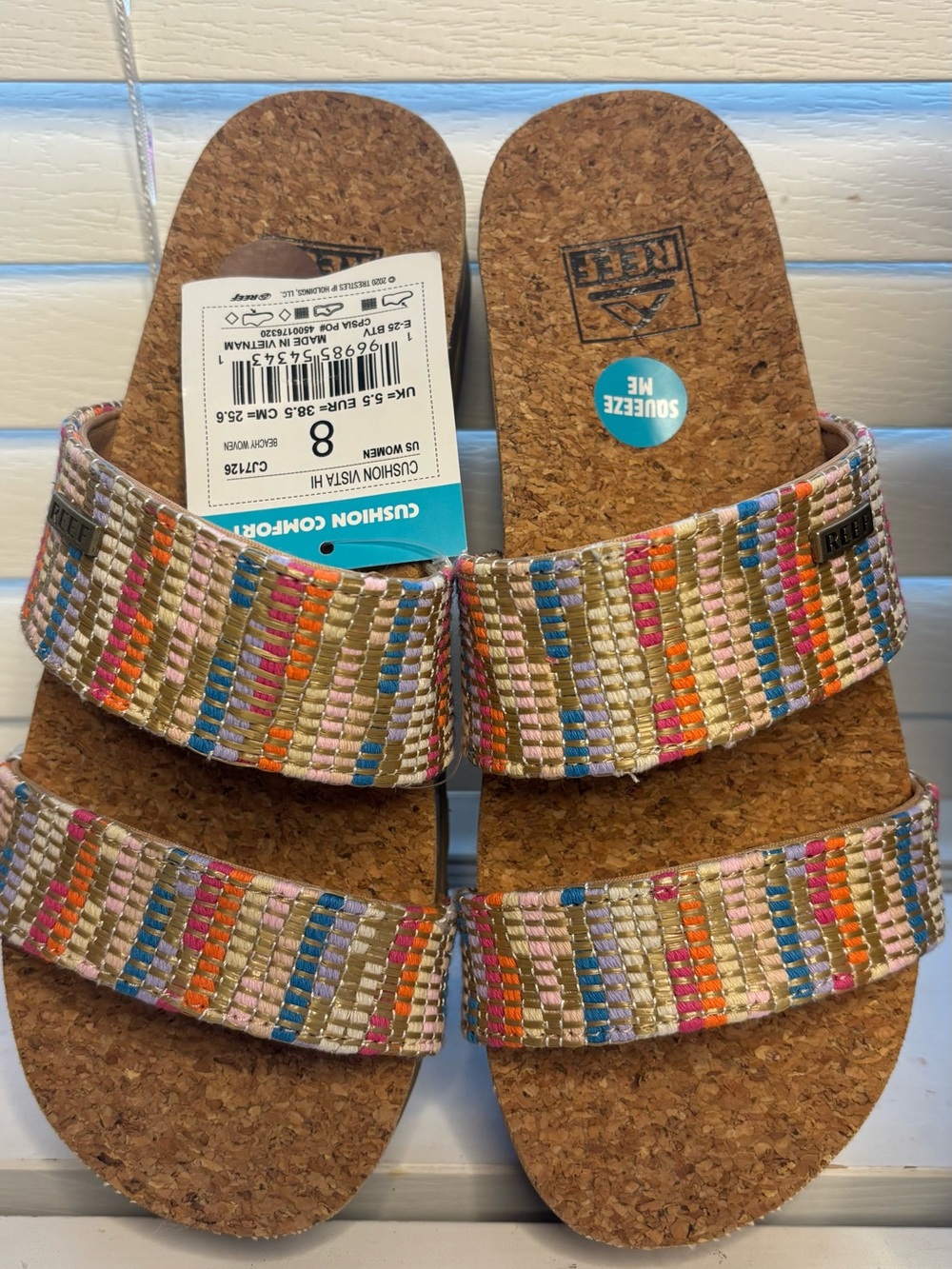 Reef Women's Tan Woven Double-Strap Sandals with Multicolor Accents - Picture 13 of 14